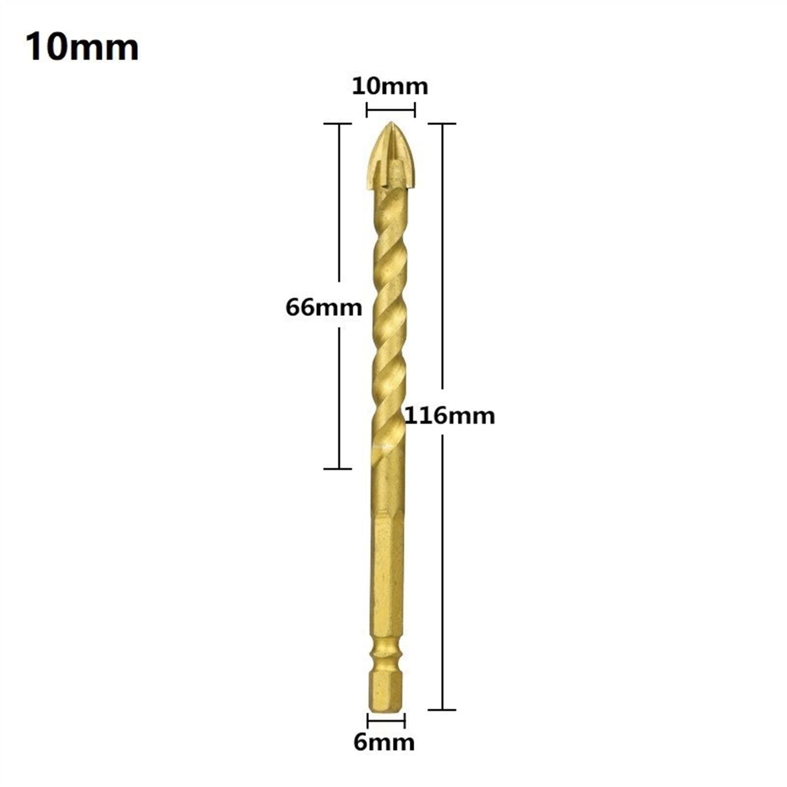 Apri foro 6-12mm Punta esagonale a croce for piastrelle Punta for trapano in lega di mattoni Triangolo Bit Cutter for strumento di perforazione for calcestruzzo in ceramica di vetro 1Pcs(10mm)