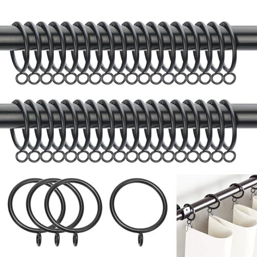 Anéis de cortina pretos com ilhós, 40 peças, argolas de cortina, ...