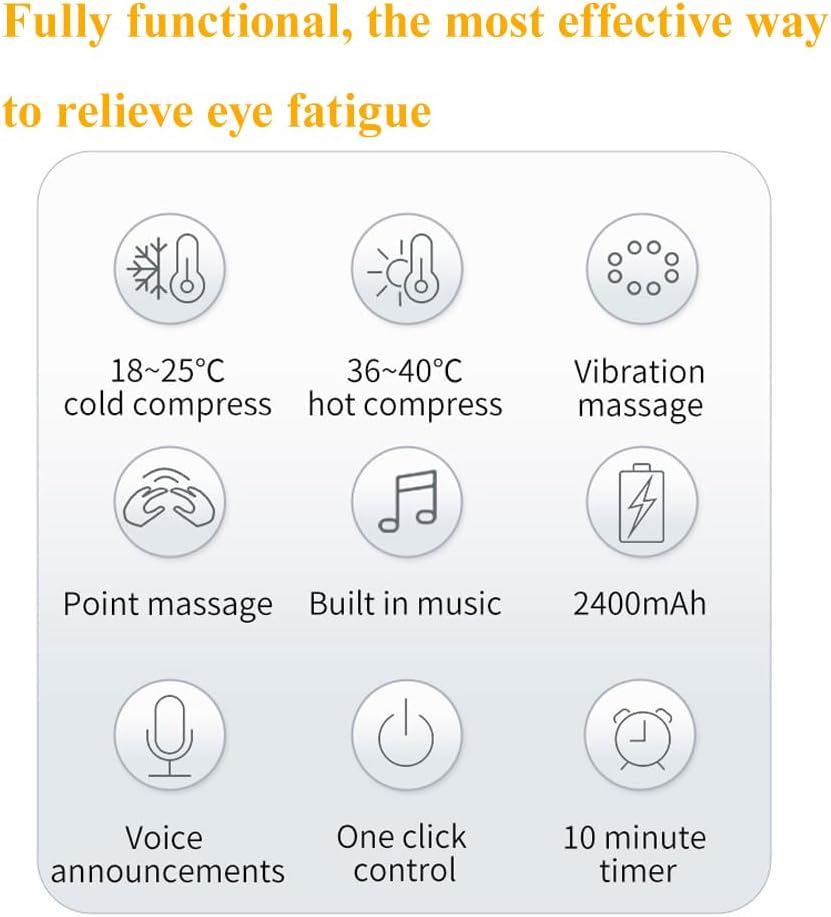 Eye Massager with Heat and Cooling for Migraines, Eye Mask with Bluetooth, Smart Sleep Mask for Dry Eyes Relax, Reduce Strain Massage Equipment for Mom Dad Women Men.