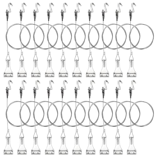 Okllen 20 Pack Picture Rail Hooks and Wire Kit