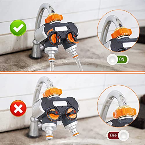 Image of HASTHIP Garden Hose Pipe Connector - Metal Thread Faucet Adapter - Garden Hose /Water Spigot Splitter - PVC Hose Splitter 2 Way Heavy Duty - Outdoor Faucet Splitter for Garden /Lawn Drip Irrigation