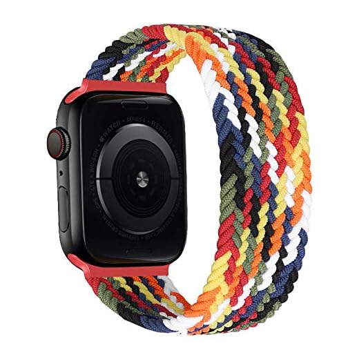 MroTech Kompatibel med Apple Watch armband 45 mm 44 mm 42 mm klockarmband elastisk vävd slinga nylontyg sportband ersättningsarmband för iWatch SE serie 7/6/5/4/3/2/1 nylonarmband band 42/44/45 mm färgglad/M