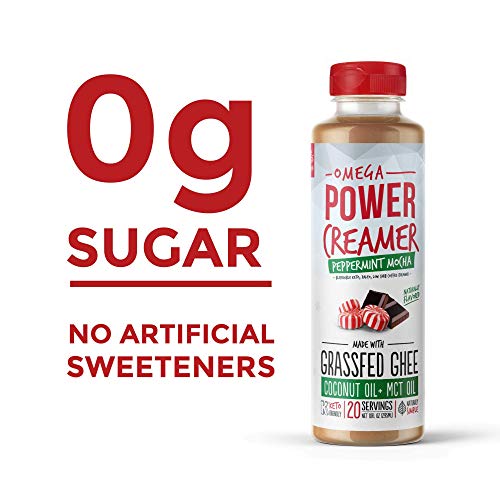 Omega PowerCreamer - Peppermint Mocha Keto Coffee Creamer | Sugar Free, Low Carb | Grass-fed Ghee, MCT Oil, Organic Coconut Oil, Stevia | Supports Weight Loss | Liquid, No Refrigeration (20 Servings) - Thumbnail 6