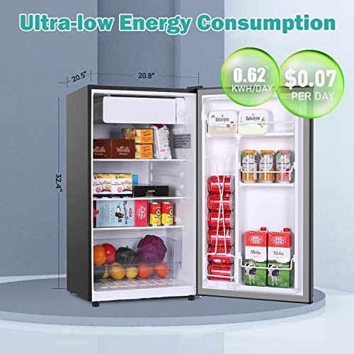 Small Refrigerator,Mini Fridge With Freezer,4.5 Cu.ft Mini Dorm Refrigerator,Energy Star,Super Quiet,Auto Defrost,Reversible Door, Small Fridge For Dorm,Apartment,Bedroom,Office,Rv (Black) #TOP2