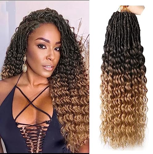 FANWYFYU 18 Inch Goddess Locs Crochet Hair Deep Wave 6Packs New Soft Faux Locs Crochet Braids Pre Looped Hair Extensions for Black Women(1B/27)