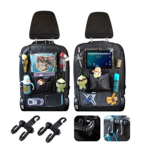 Free Printable Road Trip Games 2 LIANTENG 2 Pack Backseat Car Organizer, Kick Mats Back Seat Protector with Storage Bags, Car Organization for Kids and 2 Hooks for Toys Books Bottles IPads Bags, Long Road Trips and Travel Accessories