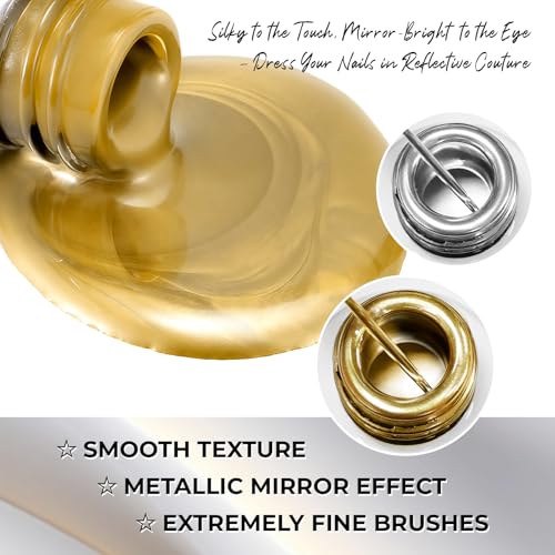 Esmaltes metálicos para uñas plata y oro 2 piezas 6ml miniatura 3