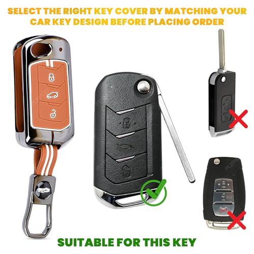 Image of Coll of Fest Premium Metal Silicone Brown Key Cover Compatible with Mahindra Thar | Scorpio | XUV 700 | XUV 300 | Bolero | Marazzo | XUV 400 | EV | TUV | 3 Button Flip Key Glow in Dark