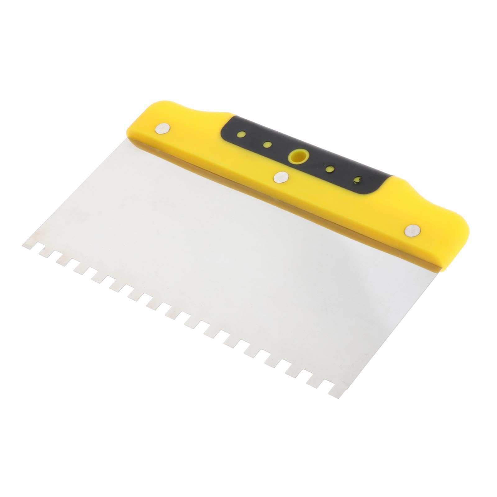 Drywall Trowel Notched Spreader Plastering Toothed Spatula Plastering Trowel 200mm,Yellow Black