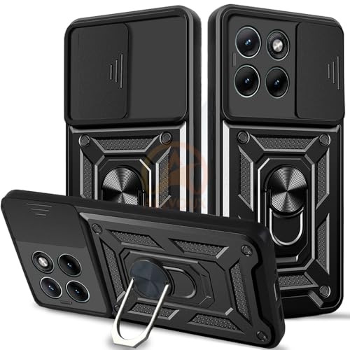 Image of Armor Bumper Back Cover Case for Moto Edge 70 Fusion 5G | Rotating Camera Cover, Ring Holder & Kickstand | Heavy Duty & 360 Degree Protection Moto Edge 70 Fusion 5G Back Cover (Black)