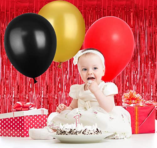 Image of 3Pcs Red Metallic Tinsel Foil Fringe Curtains,3.28ft x 6.56ft Red Photo Booth Backdrop Streamer Curtain,Photo Booth Props,Ideal Bachelorette Party Supplies,Birthday, Christmas,New Year Decorations