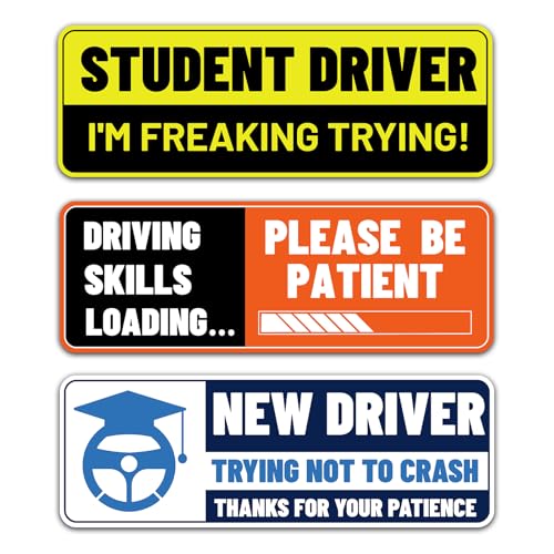 3pcs New Driver Magnet for Car, Funny Student Driver Magnet Please Be Patient Student Driver Magnets, Removable Rookie Safety Attention Sign, Magnetic Bumper Sticker Accessories