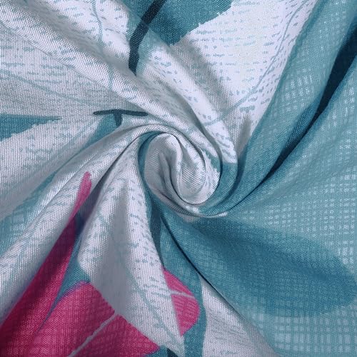 Image of Cloth Fusion Elastic Fitted Queen Size Bed Sheet with 2 Pillow Covers, Soft Wrinkle Free Elastic Bedsheets for Queen Size Bed (78X60X8 inches, Floral Blue)