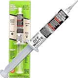Finish Line Caulk – Acrylic Urethane Elastomeric Sealant – Pre-Filled Precision Caulk Gun – Off-White – 1 oz Tube – Flexible & Durable Sealant for Trim, Baseboards, and Small Cracks