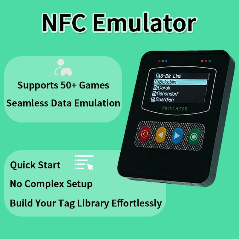 NFC Emulator Compatible with Switch 1 & 2 and NFC Enabled Devices - 1.7”OLED Screen Simple Operation | NFC Tags Tool - Stores 3000+ NFC Data Entries | Unlimited Rewrites