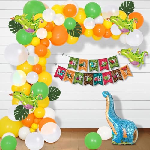 Image of Party Propz Dinosaur Theme Birthday Decorations - 52Pcs Birthday Decoration Kit, Birthday Decoration Items, Dinosaur Balloons For Birthday, Dinosaur Foil Balloons For Kids (Cardstock)