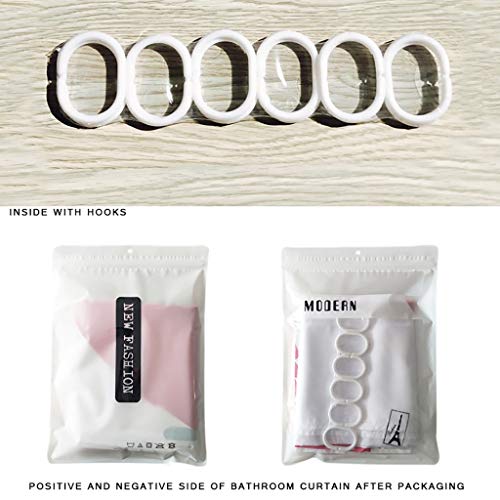 XUEPING 4 Stück Badematte Sets(Wasserdichter Duschvorhang+Rutschfester Badezimmer-Teppich+Teppichboden+WC-Sitzbezug… – Bild 3