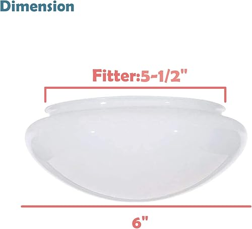 Miniatura 3 de Aspen Creative 23606-02 Pantalla de cristal de hongo ópalo blanco de 6 pulgadas para accesorio de techo, 6 pulgadas de diámetro x 4 pulgadas de