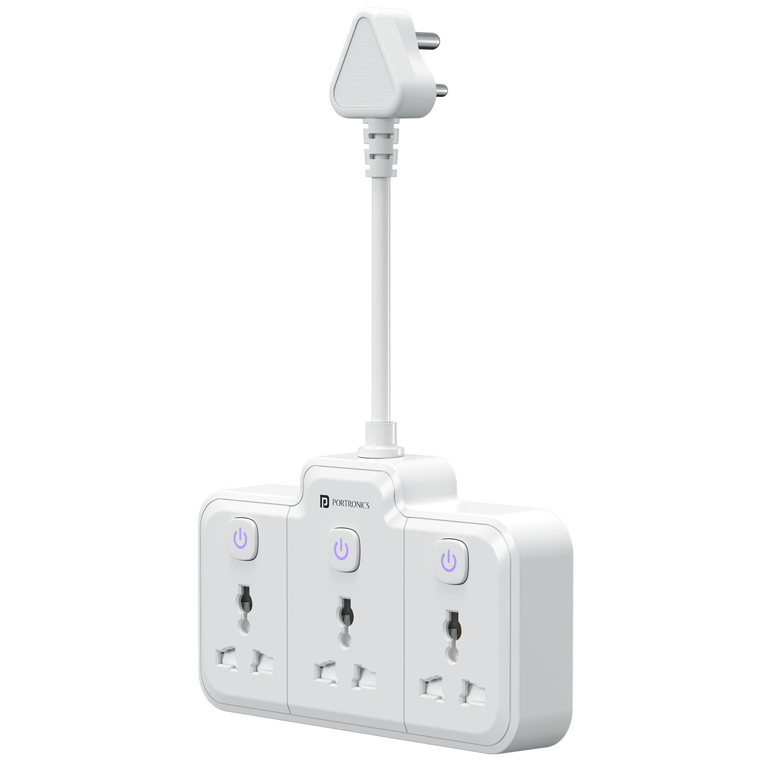 Portronics 2500W Power Plate Nano 3-in-1 Power Extender with 3 Universal Sockets, Individual Switches, 180° Flexible Cord, Child Safety Shutters, for Home, Office, Laptops, Mobiles & Appliances