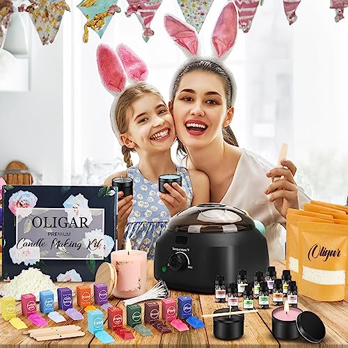 Oligar Kit completo de fabricação de velas com derretidor de cera, suprimentos para fabricação de ve