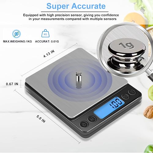 Skeap 1Kg/0.01G Gram Scale 0.01G Accuracy, Digital Gram Scale, Small Kitchen Scale,Mini Scale,Jewelry Scale, High Accuracy Food Scale, Pocket Scale With Charging,Batteries And Usb Cable Included #TOP1