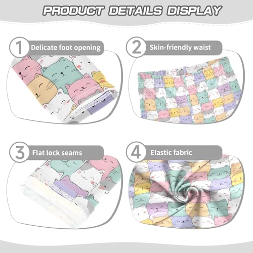 Corlorful Cute Cats Pattern Girls Leggings Kids Yoga Pants Athletic Tights Pants 4-10 Years3