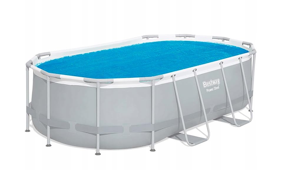 Warm koc solarny do basenu owalnego 503 x 274 cm, 150 mikronów, plandeka solarna do basenów Bestway, Intex | izolacja termiczna, oszczędność energii