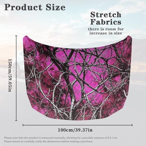 Image of Car Hood Flag Cover, A Decorative Windshield Snow Cover with Pink Camo Oak Hunting Print for Cars, Trucks, and Vans