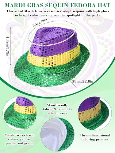 ShinyMatch 4 Pcs Mardi Gras Vest Outfits for Men Adults Suspenders Sequin Hat Bowtie Accessories for Carnival Parade(XX Large) by ShinyMatch - Image 8