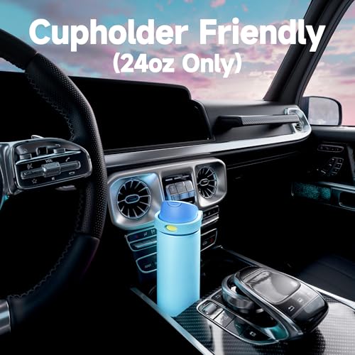 Image of 24 oz Insulated Water Bottle for Men: Meoky Stainless Steel Water Bottle with 2-in-1 Straw and Spout Lid - Leak Proof, Cold for 24 Hours, Fits in Car Cup Holder, BPA-Free for Sports Travel, Azure