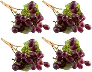 Factory Direct Craft Burgundy Vinyl Grape Cluster Branches for Indoor Decor | 4 Grape Clusters
