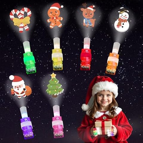 BleSky Christmas Party Favors for Kids, 36pcs Christmas Finger Lights, Christmas Toys for Girls Boys Kids Classroom Rewards Gifts, Christmas Sock Filler Gift Cover