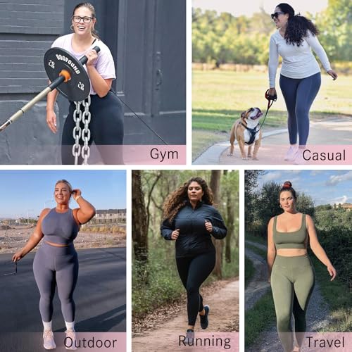FULLSOFT 3 Pack Plus Size Leggings with Pockets for Women-High Waisted Tummy Control 1X-4X Soft Yoga Pants for Workout4