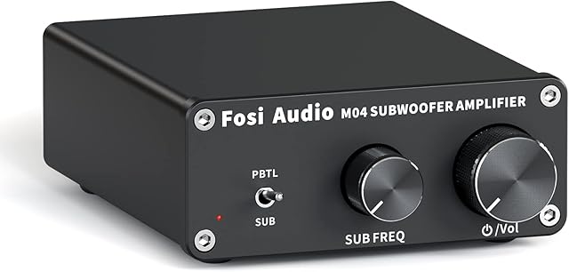 Fosi Audio M04 Subwoofer Stereo Amplifier 100Watt 2-8ohm Mono Channel Class D Amp Home Theater Power Amp for Passive Speakers Subwoofer