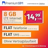 Handyvertrag PremiumSIM LTE XL - ohne Vertragslaufzeit (FLAT Internet 8 GB LTE mit max. 50 MBit/s mit deaktivierbarer Datenautomatik, FLAT Telefonie, FLAT SMS und EU-Ausland, 14,99 Euro/Monat)