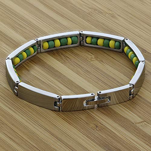 Stainless Steel Link Green & Yellow Beads Orula Babalawo Bracelet 8" - Green and Yellow Beaded Bracelet - Protection Jewelry Gifts for Adults4