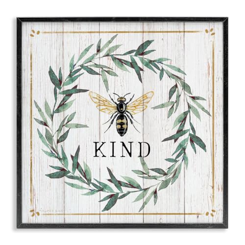 Bee Kind Farmhouse Insect Pun, 24 x 24 Inch Framed Giclée Print