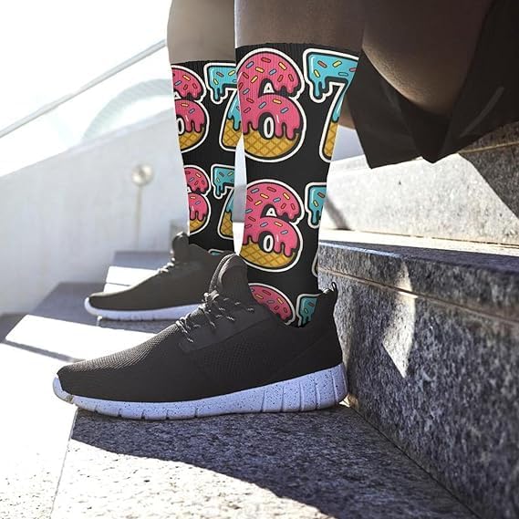 67 Socks for Kids,Funny 6 7 Creams Baseball Drip Socks,Six Seven Meme Design for Xmas Gift - Image 3