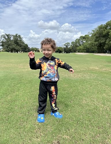 Image of Toddler Boy Clothes Dinosaur Printed Hoodies Toddler Clothes for Boys Long Sleeve Sweatpants Set T-Rex Outfits 3-7t