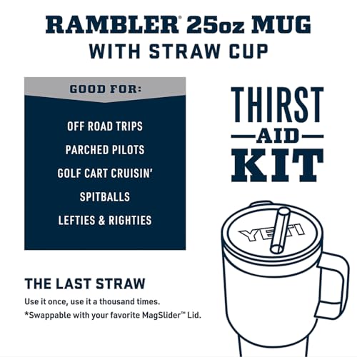 Image of YETI Rambler 25 oz Tumbler with Handle and Straw Lid, Travel Mug Water Tumbler, Vacuum Insulated Cup with Handle, Stainless Steel, Papaya