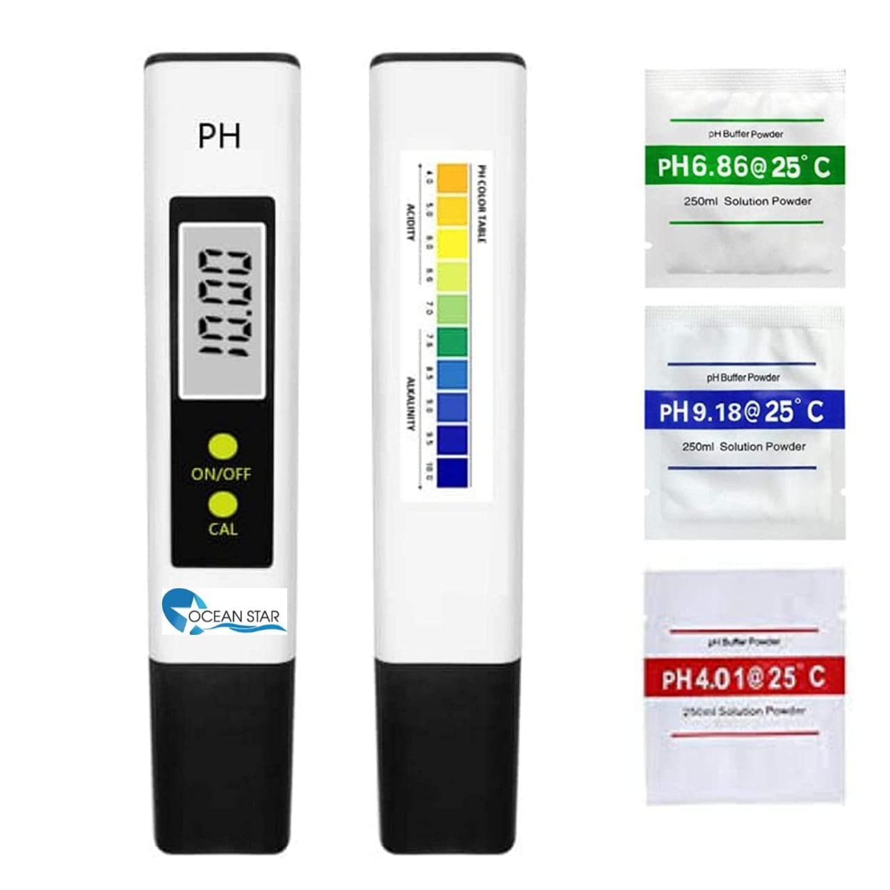 OCEAN STAR Ph Meter for Water Testing Digital Pen Type Water test kit, Reverse Osmosis, Portable test kit, Reliable - Multi-Purpose Ph Meter Water Test Kit (White)