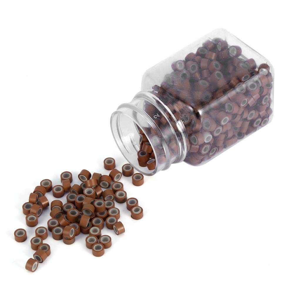 Micro anillos forrados de silicona de 0.197 in, enlaces para extensiones de cabello con punta pegada, anillos de microenlace de silicona de 0.197 in, cuentas forradas para extensiones de cabello,