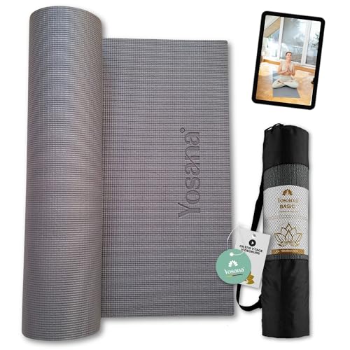 Yogamatte inkl. Tragetasche & Video Kurs I Yoga Matte rutschfest I weiche Gymnastikmatte I Sportmatte 183x60cm I Fitnessmatte I Pilatesmatte 6mm Dick
