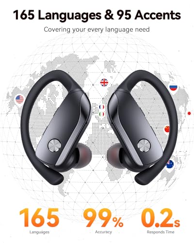 Image of bmani Ear Buds Wireless Earbuds Bluetooth Headphones with 80H Playtime LED Display Case, Over-Ear Hook with Mic, Stereo Sound, Easy Button Controls, Sports Earphones for Running Workout Gym Black
