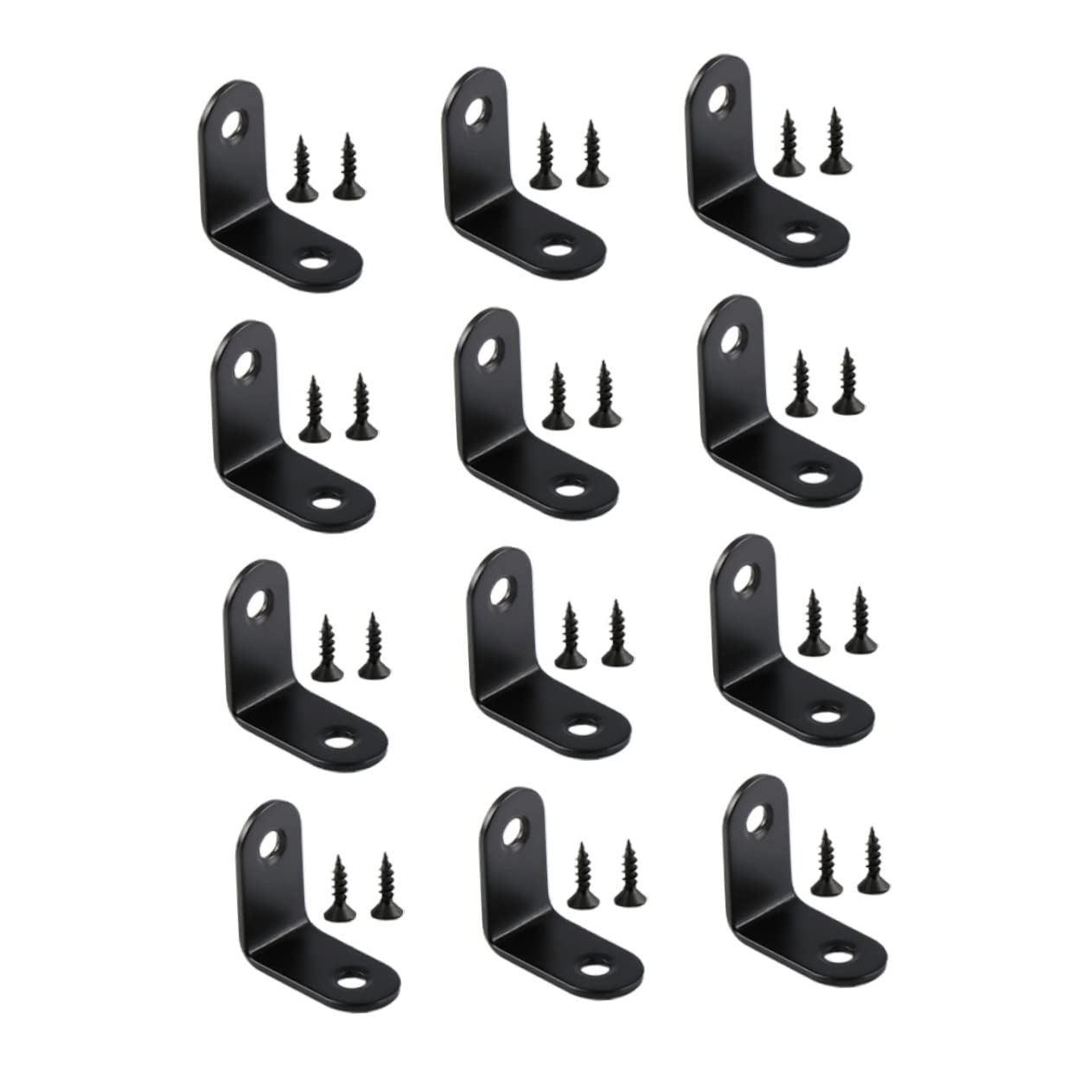 CIYODO 90° L-Shaped Angle Brace Black Corner Code Steel Angle Bracket for Furniture with 24pcs Screws