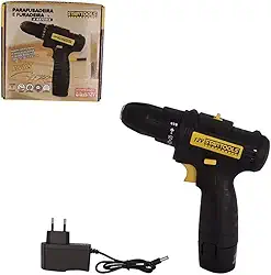 Furadeira Parafusadeira 12V Recarregável com Mandril 10mm, LED, Torque Ajustável