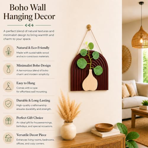 Image of Art Street Boho Floral Art for Living Room, Modern MDF Wooden Set for Hanging, Aesthetic Tabletop Showpiece, Bedroom, Office & Home Decor (Size 19x19 cm)