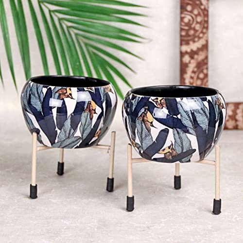 FlowerAura Decorative Set of 2 Red Printed Metallic Pot Vase with Stand for Table Corner, Living Room, Bedroom, Balcony, Office/Home Decoration | Without Plant | (15x10CM) (B09P8X4T7Y) Amazon Price History, Amazon Price Tracker