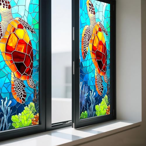 Vinilo decorativo para ventana con diseño de tortuga miniatura 3