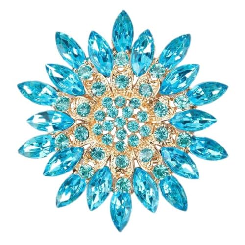 Image of Colorful Rhinestone Crystal Sunflower Brooch Pin for Women Dress Hat Decoration